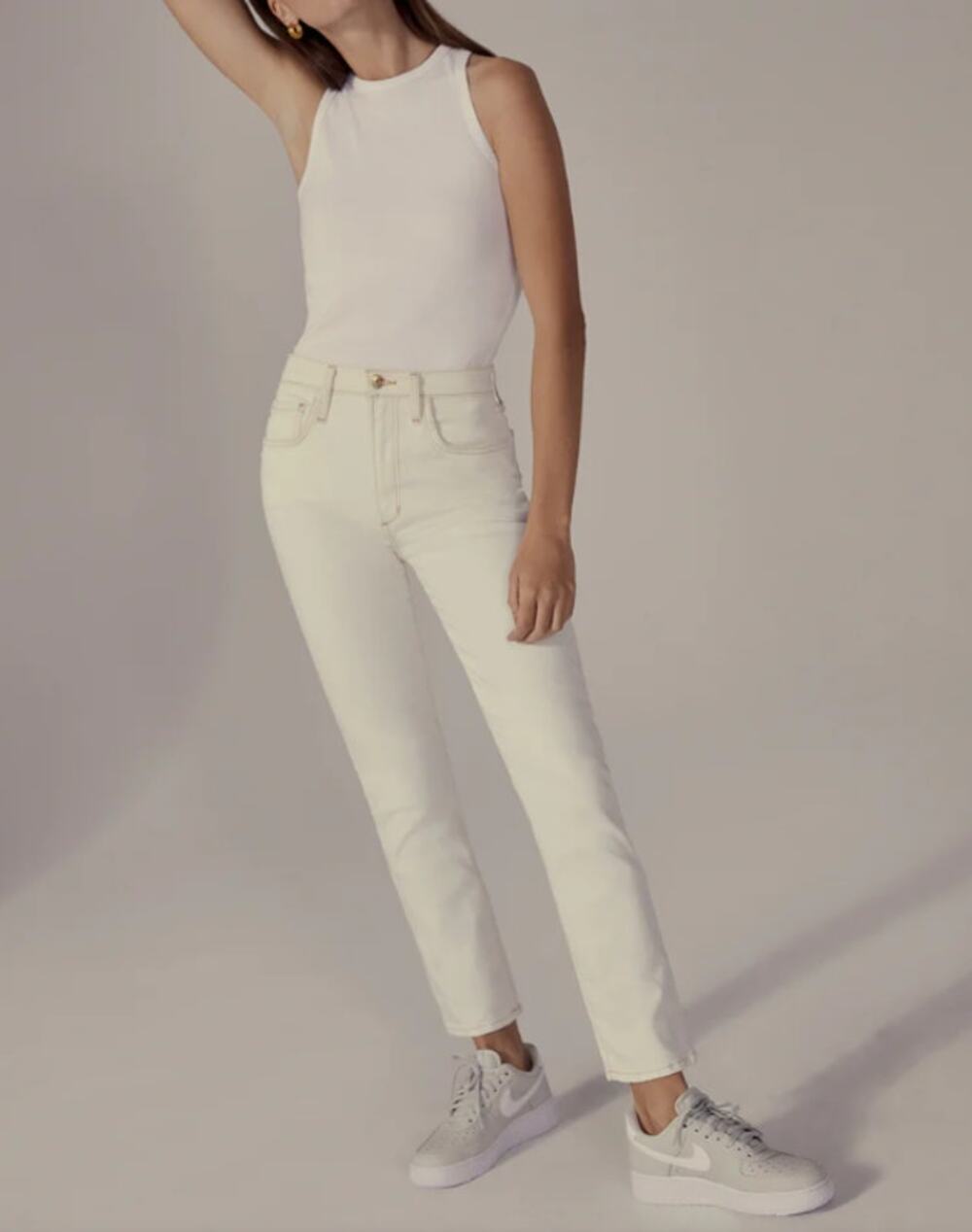 FAVORITE DAUGHTER The Erin High Rise Slim Straight Jeans 00/24 Topanga Cream NWT